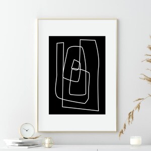 Abstract Line Drawing | Black and White One Line Abstract Print ...