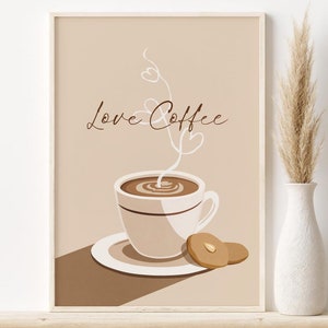 Coffee Art Print, Coffee Cup Printable Wall Art, DIGITAL DOWNLOAD, Coffee Bar Wall Art, Minimalist Kitchen Wall Decor, Retro Coffee Poster