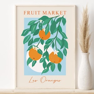 Les Oranges Print, Fruit Market Poster, DIGITAL DOWNLOAD, Botanical Printable Wall Art, Vintage Oranges Poster, French Kitchen Print
