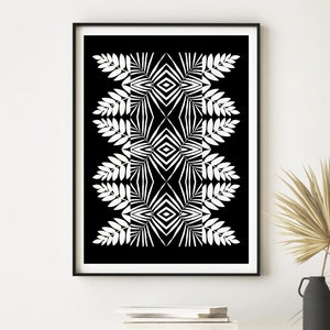 Tribal Printable Wall Art, Black and White Tribal Pattern Art Print, Geometric Poster, Modern Boho Print, Bohemian Decor, Digital Download
