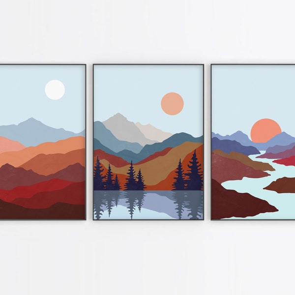 Abstract Mountain Art Etsy