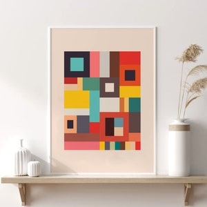 Color Block Print, Abstract Printable Wall Art, DIGITAL DOWNLOAD, Colorful Geometric Print, Abstract Poster, Mid Century Modern Art