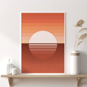 Terracotta Sun Digital Print, Abstract Sun Printable Wall Art, Geometric Sun Print, Mid Century Modern Art, Geometric Poster, Home Decor