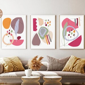 Set of 3 Abstract Prints | DIGITAL DOWNLOAD | Printable Abstract Art Gallery Wall | Modern Scandinavian Prints | Geometric Downloadable Art