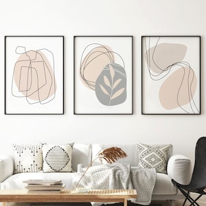 Abstract Line Art Set of 3 Prints, Neutral Printable Wall Art, Beige Minimalist Prints, Modern Art Prints, Neutral Decor, Digital Download