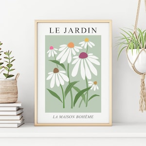 Flower Market Print, Floral Exhibition Poster, DIGITAL DOWNLOAD, Abstract Flowers Printable Wall Art, Sage Green Decor, Botanical Poster