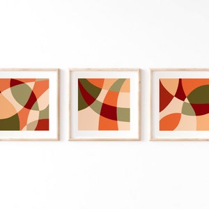 Square Prints Set of 3, Square Abstract Printable Wall Art, Terracotta Geometric Abstract Art, Mid Century Modern Decor, Digital Download