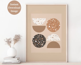 Terrazzo Art Print | DIGITAL DOWNLOAD | Minimal Shapes Print | Neutral Tone Abstract Art | Mid Century Modern Wall Art |Geometric Shapes Art