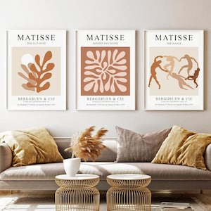 Boho Matisse Print Set of 3, DIGITAL DOWNLOAD, Terracotta Abstract Printable Wall Art, Henri Matisse Exhibition Poster, Gallery Wall Set