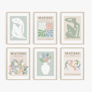 Matisse Print Set of 6 Sage Green Abstract Printable Wall Art Matisse Exhibition Poster Gallery Wall Set Modern Art Prints DIGITAL DOWNLOAD