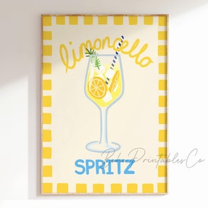 Limoncello Spritz Print, Limoncello Cocktail Print, Amalfi Printable Wall Art, DIGITAL DOWNLOAD, Italian Bar Cart Decor Trendy Kitchen Decor