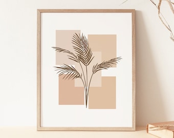 Palm Leaf Printable Wall Art, Modern Tropical Print, Tropical Poster, Botanical Art, Minimalist Digital Print, Neutral Wall Art, Boho Decor