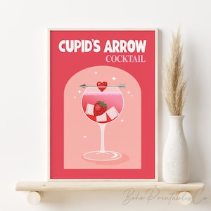Impresión de cóctel con flecha de Cupido, letrero de bebida para despedida de soltera, DESCARGA DIGITAL, póster de cóctel de amor retro, letrero de carrito de bar, arte de pared imprimible