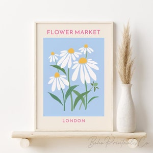 London Flower Market Print, Daisy Flower Market Exhibition Poster, DIGITAL DOWNLOAD, Abstract Floral Gallery Wall Print, Botanical Printable