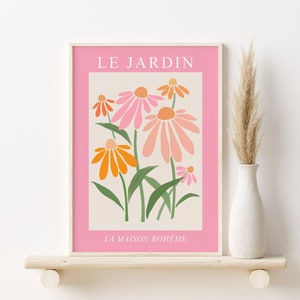 Flower Market Print, DOWNLOADABLE ART, Abstract Flower Printable Wall Art, Floral Exhibition Poster, Pink Orange Beige Botanical Poster