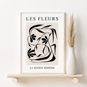 Abstract Floral Print, Neutral Botanical Printable Wall Art, DIGITAL DOWNLOAD, Modern Flower Print, Minimalist Flower Exhibition Poster