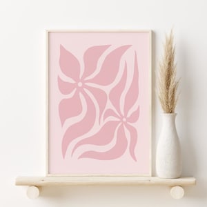 Pastel Pink Printable Wall Art, Abstract Flowers Print, DIGITAL DOWNLOAD, Modern Floral Wall Art, Flowers Cut Out Poster, Scandinavian Art