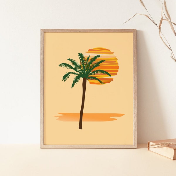 Palm Tree Print, Boho Tropical Print, Minimal Abstract Art Print, Mid Century Modern Art, Boho Decor, PRINTABLE Wall Art, Digital Download