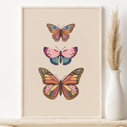 Prints Digital Download Poster Wall Art Square Butterfly print Home Decor Colourful Butterfly