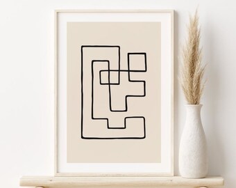 Abstract Line Art Print, Abstract Scribble Printable Wall Art, Continuous Line Drawing Print, Neutral Wall Art, Modern Art, DIGITAL DOWNLOAD