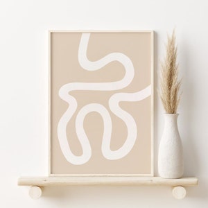 Impresión abstracta neutra, arte DESCARGABLE, impresión beige para sala de estar, arte lineal abstracto, arte de pared imprimible, decoración de pared bohemia, póster minimalista