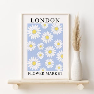 Flower Market Print, London Flower Market Poster, Printable Wall Art, Abstract Floral Print, Daisy Print, Modern Art, DIGITAL DOWNLOAD