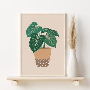 House Plant Print, Abstract Botanical Printable Wall Art, DIGITAL DOWNLOAD, Potted Plant Poster, Plant Lover Gift, Boho Wall Decor