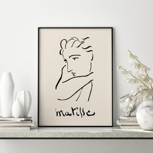 Henri Matisse Line Drawing Print, Woman Line Art, Matisse Poster, DIGITAL DOWNLOAD, Minimalist Printable Wall Art, Matisse Sketch Print
