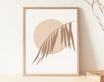 Palm Leaf Print, Sun Wall Art, Abstract landscape Print, Neutral Wall Art, Boho Decor, Printable Wall Art, Minimalist Print, Modern Art