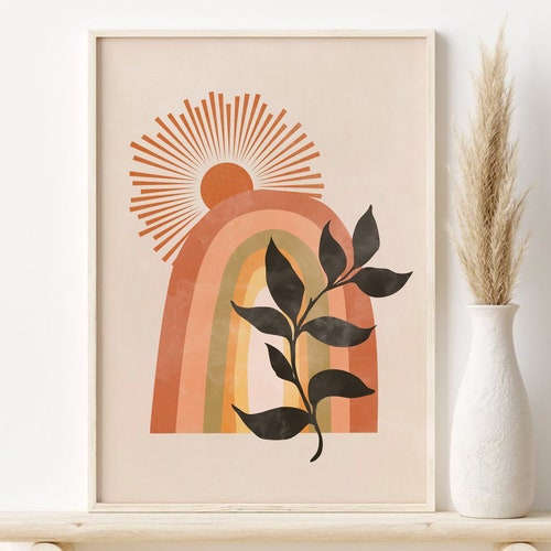 Sunburst Print Boho Sun Printable Wall Art Abstract Sun Rays - Etsy