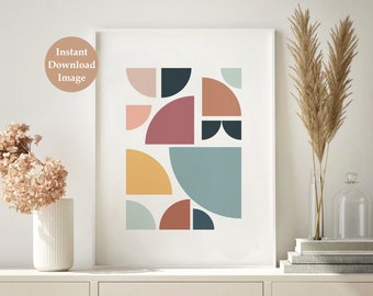 Konsttryck med geometriska former | DIREKT NEDLADDNING | Abstrakt poster | Minimalistiskt tryck | Skandinavisk inredning | UTSKRIFTSBAR väggkonst | Digitalt tryck