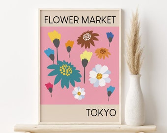Stampa del mercato dei fiori, DOWNLOAD DIGITALE, Poster del mercato dei fiori, Arte murale botanica astratta stampabile, Stampa floreale astratta, Poster moderno