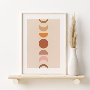 Moon Phases Printable Wall Art, Abstract Boho Print, Terracotta Celestial Artwork, Neutral Wall Art, Minimal Boho Poster, DIGITAL DOWNLOAD