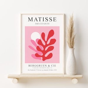 Pink and Red Matisse Cut Out Print, DIGITAL DOWNLOAD, Henri Matisse Exhibition Poster, Abstract Botanical Printable Wall Art Apartment Decor