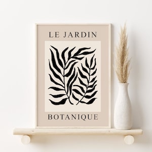 Beige and Black Botanical Print, Abstract Botanical Printable Art, DIGITAL DOWNLOAD, Neutral Boho Home Decor, Vintage Poster, French Print