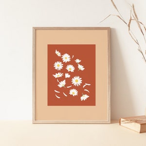 Terracotta Floral Print, Daisy Wall Art, Minimal Flower Print, Floral Boho Art Print, Boho Decor, PRINTABLE Art, DIGITAL DOWNLOAD