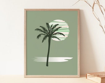 Palm Tree Print, Tropical Abstract Print, Minimal Boho Art Print, Beach PRINTABLE Wall Art, Tropical Poster, Modern Art, Boho Wall Decor