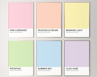 Pastel Print Set of 6, Color Block Printable Wall Art, Pastel Gallery Wall Set, Pastel Aesthetic Prints, DIGITAL DOWNLOAD, Minimalist Art