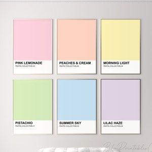 Pastel Print Set of 6, Color Block Printable Wall Art, Pastel Gallery Wall Set, Pastel Aesthetic Prints, DIGITAL DOWNLOAD, Minimalist Art