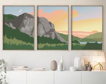 Custom Abstract Mountain Print Set of 3, Stawamus Chief, DIGITAL DOWNLOAD, Minimal Landscape Printable Wall Art, Boho Wall Decor