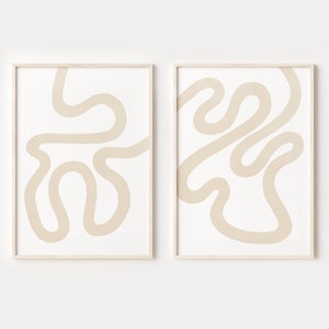 Abstract Line Art Prints Set of 2, Neutral Printable Wall Art, DIGITAL DOWNLOAD, Modern Art Prints, Minimal Living Room Wall Art