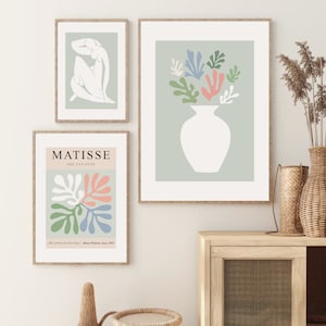 Sage Green Matisse Print Set of 3, Abstract Printable Wall Art, Henri Matisse Exhibition Poster, Modern Gallery Wall Set, DIGITAL DOWNLOAD