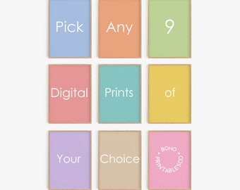 Pick Any 9 DIGITAL Prints, Custom Gallery Wall Set, Pick Your Own Prints, Mix and Match Printable Wall Art, Custom Set DIGITAL DOWNLOAD