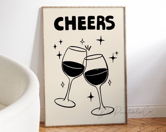 Impresión de "Salud", arte de pared imprimible de "Salud", decoración de pared para carrito de bar, descarga digital