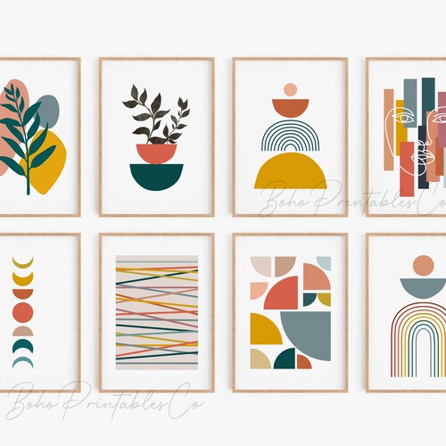 Mid Century Modern Gallery Wall Set of 6 Prints Mustard Etsy