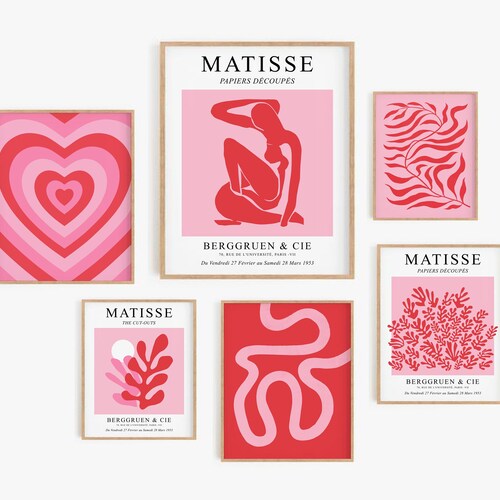 Red Wall Art Set of 6 Gallery Wall Prints Digital Download Etsy