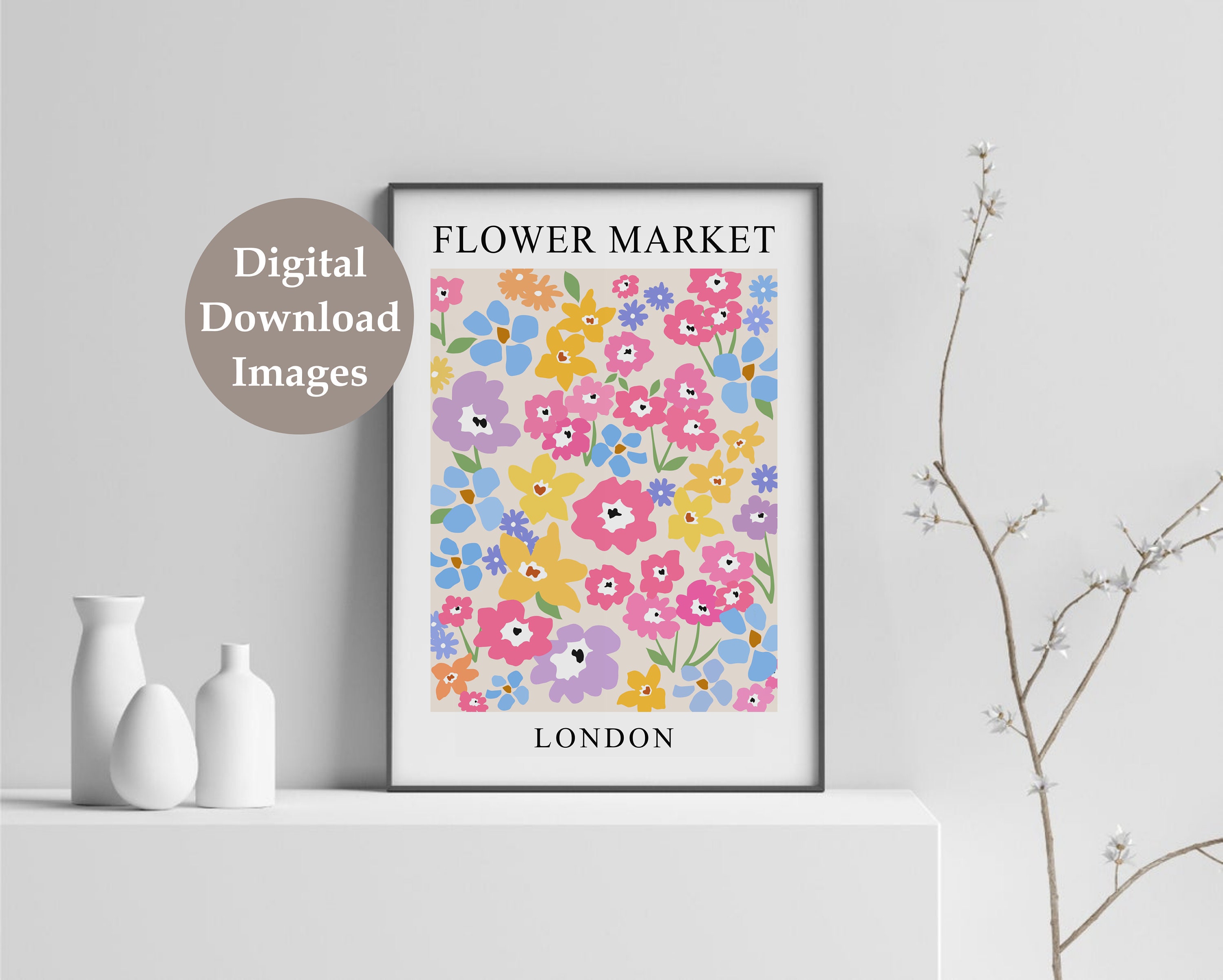 Flower Market Print London Flower Market Poster DIGITAL - Etsy