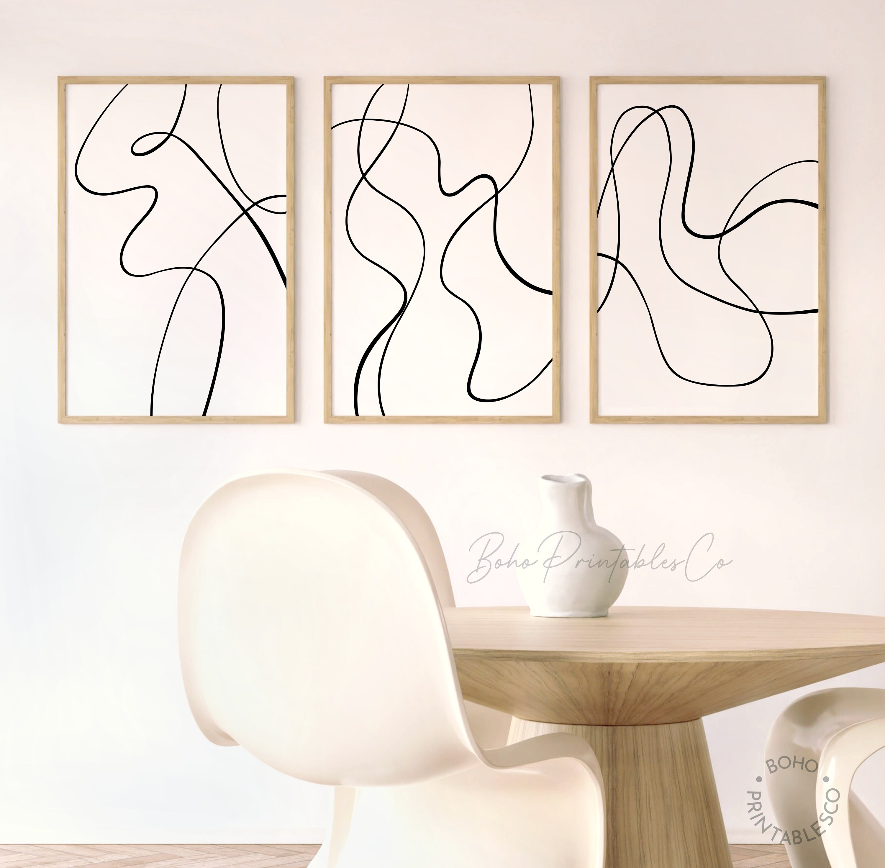 Abstract Line Art Print Set of 3, Minimalist Gallery Wall Set, DIGITAL ...