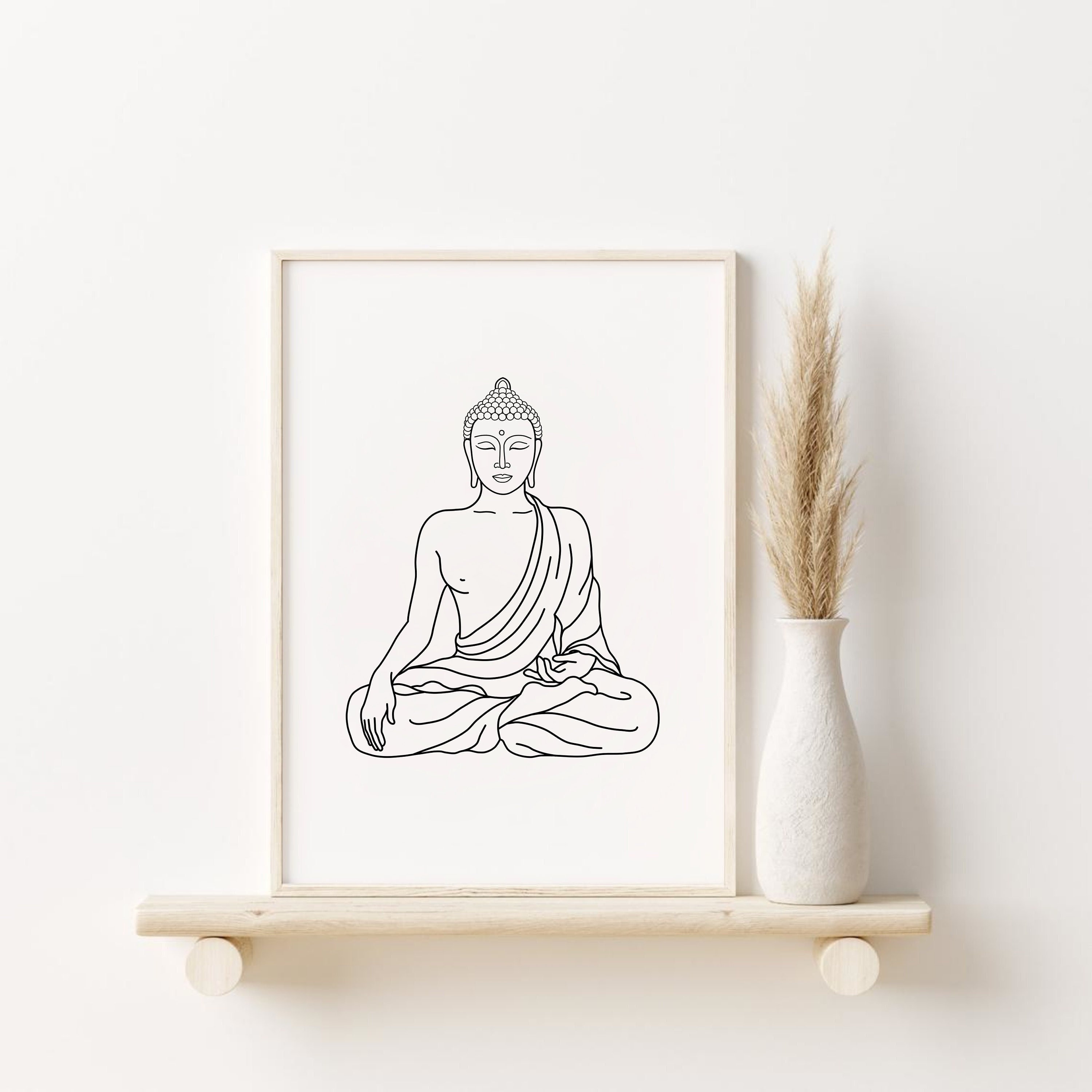 Buddha Line Art Print Zen Printable Wall Art DIGITAL Etsy