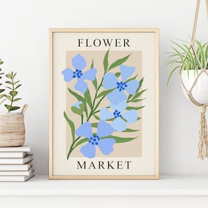 Blue Flower Market Print, Abstract Botanical Printable Wall Art, DIGITAL DOWNLOAD, Matisse Flower Market Poster, Modern Floral Print image 6